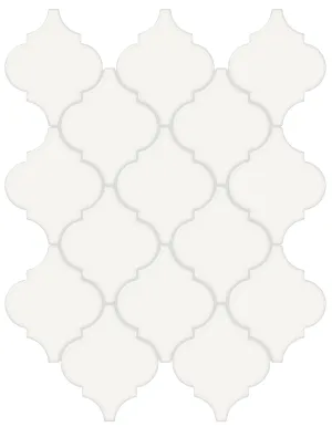 Soho Canvas White Beveled Arabesque Glossy Glazed Porcelain Mosaic