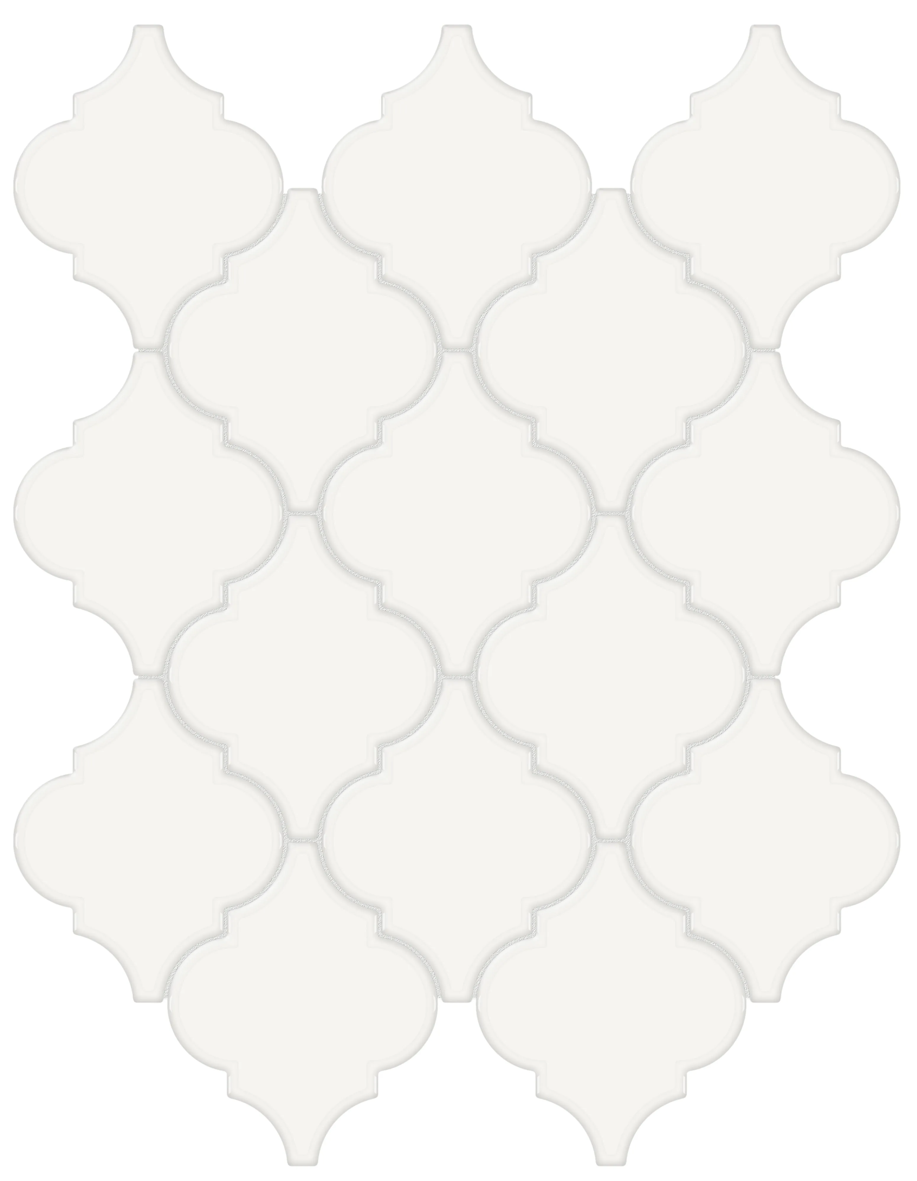 Soho Canvas White Beveled Arabesque Glossy Glazed Porcelain Mosaic