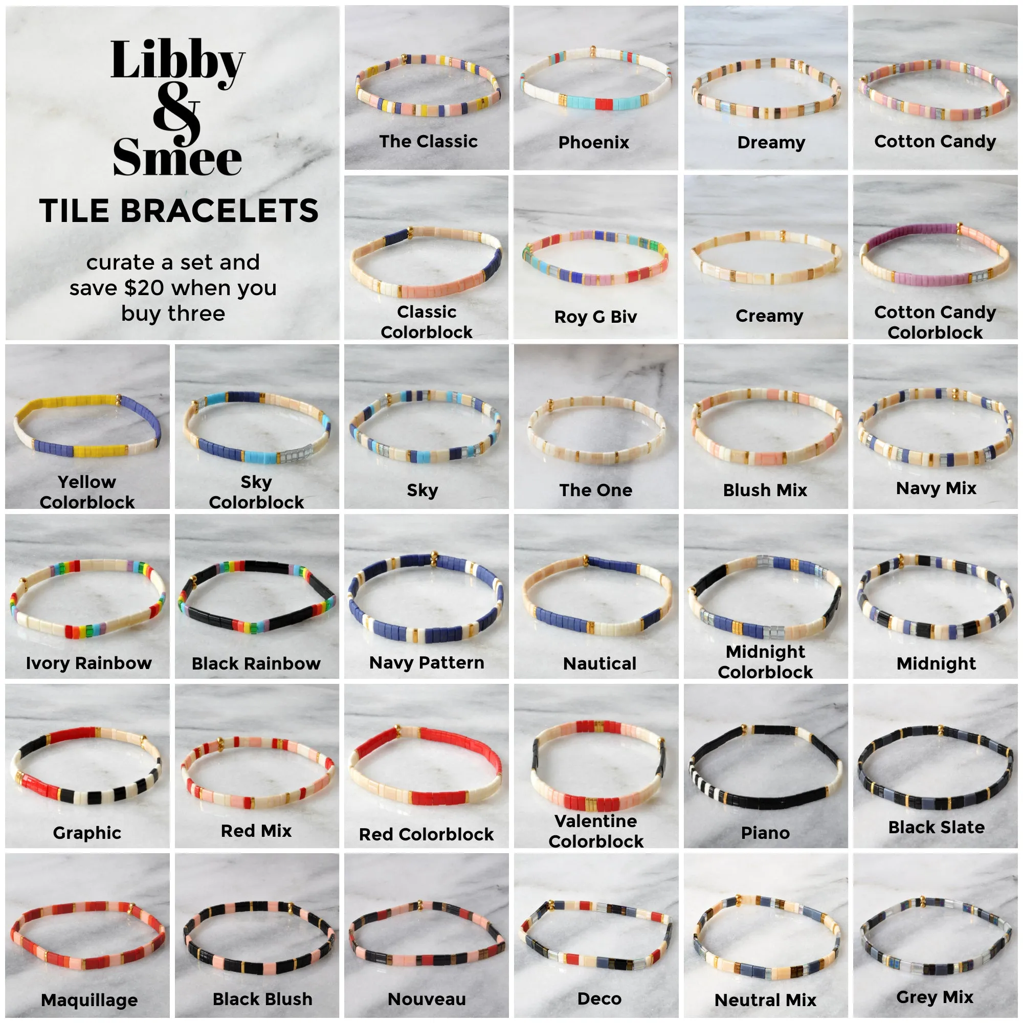 Stretch Tile Bracelet - YELLOW COLORBLOCK
