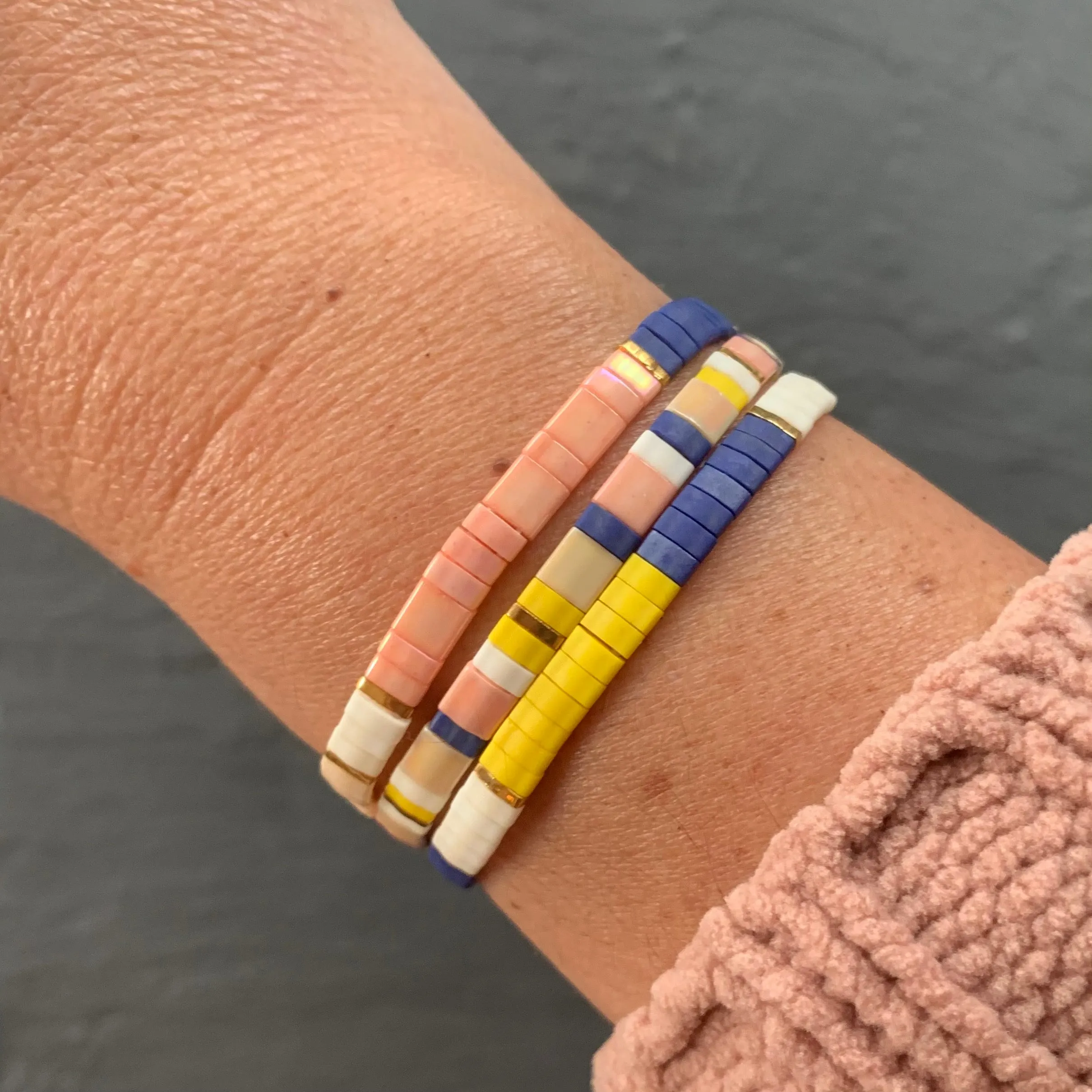 Stretch Tile Bracelet - YELLOW COLORBLOCK