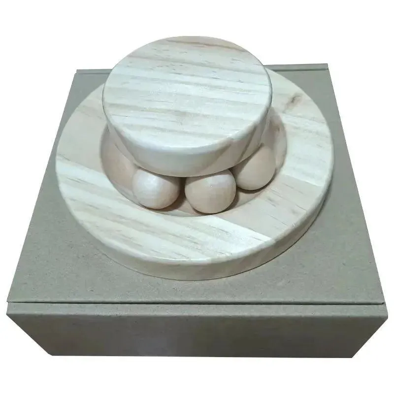 Wooden Cat Toy Tower Triple Disc